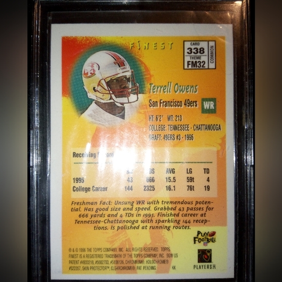 Topps Finest Terrell Owens Freshman Rookie Card - Picture 4 of 4